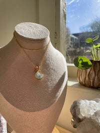 Image 2 of Gold Moss Agate Moon Crystal Necklace