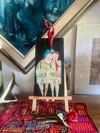 Image 1 of Whimsy Mixed Media Artwork on Cradled Panel