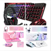 LED Gaming Keyboard W/ Headset, Mouse and, Mouse Pad, (PS, Xbox, PC)