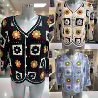 Image 1 of Patchwork Floral Crochet Cardi