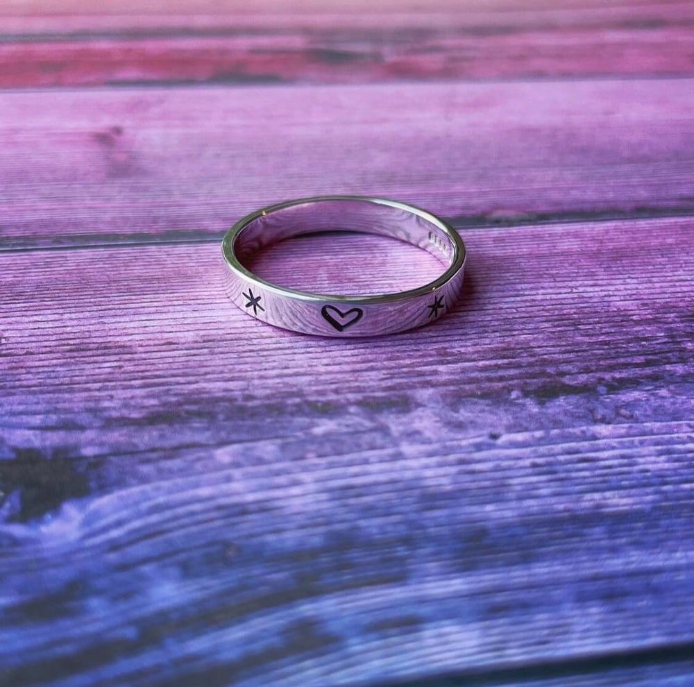 Sterling Silver Stars And Hearts Ring Handmade