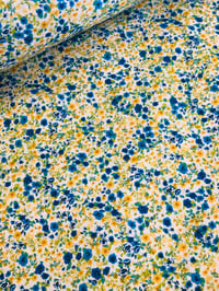 Image 1 of Popelín - Sábana - Florecillas - Azul/Amarillo - 9€/m