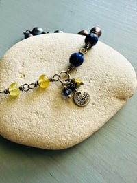 Image 9 of peacock pearl lapis and yellow garnet bracelet