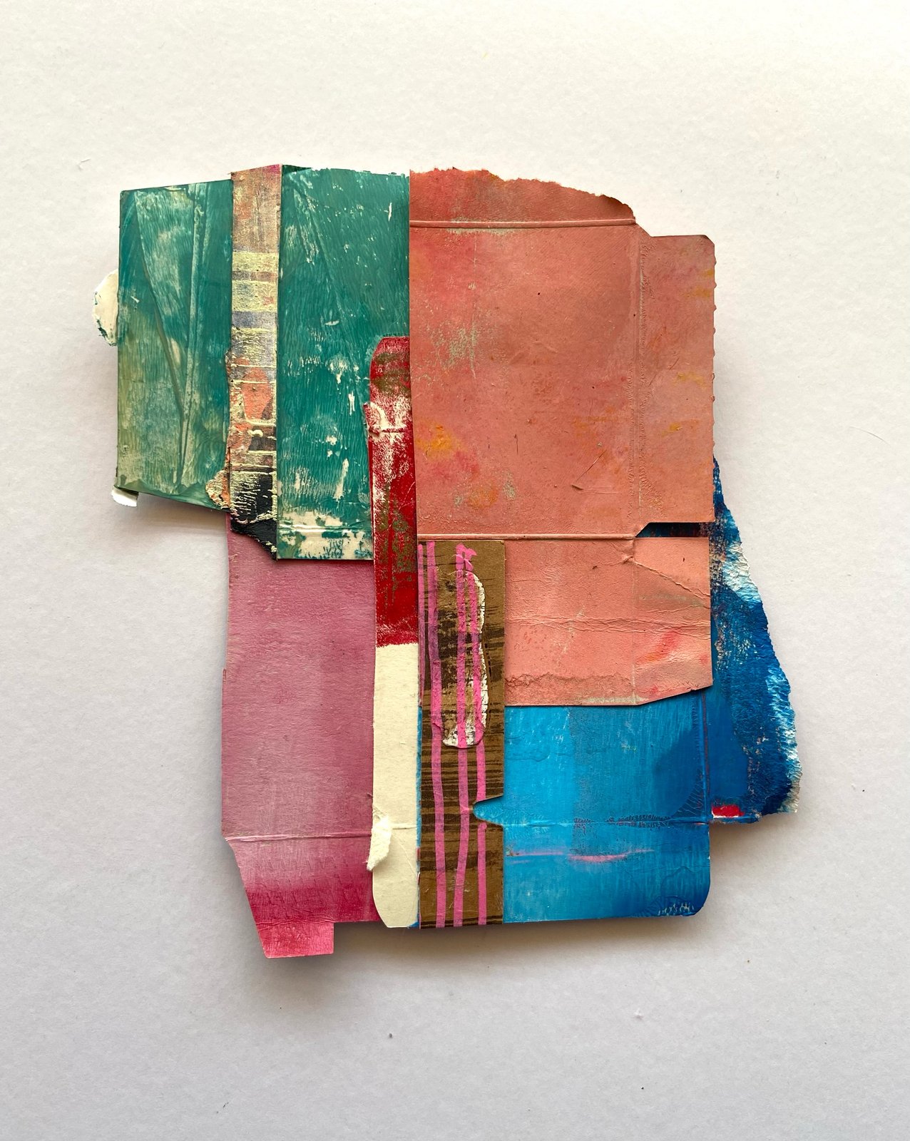 No. 7 - Small Collage - Central Pink Stripes | Sarah Bagshaw Art