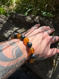 Image 3 of Bog oak and Baltic Amber bracelet 