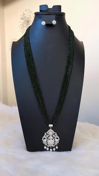 Image 3 of Hima_Long American Diamond Hydrocrystal Necklace Featuring Goddess Laxmi 