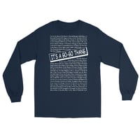 Image 3 of LOVE DC GOGO "IT'S A GOGO THANG" Dark Men’s Long Sleeve Shirt/White Text (see color options)