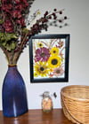 Zinnia, Sunflower, Calendula, Nandina And Corn Tassles In 8" X 10" Shadow Box (Item# 202206LS)