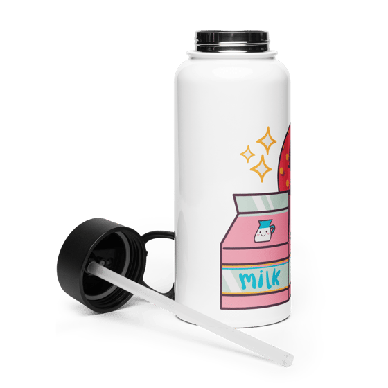 Image of Stainless steel water bottle with a straw lid