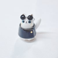 Image 1 of White cat with Gojo outfit Ceramic Figurine #1