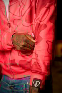 Image 3 of Red “What Is Love” Colheart Camo Zipper Jacket