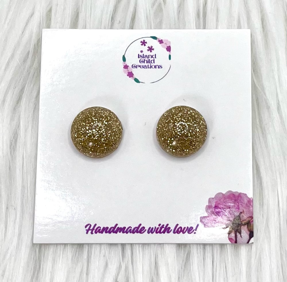 Image of GOLD SPARKLY GLITTER STUDS 