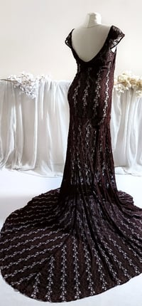 Image 2 of Brown maternity gown for photoshoot | Caroline | size M | chocolate brown | lace| photo props