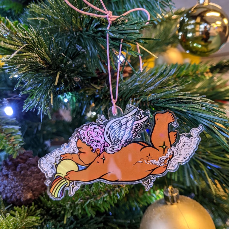 Rainbow Cherub Hanging Ornament