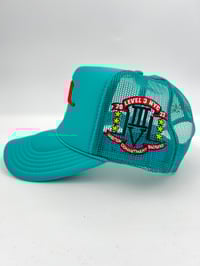 Image 2 of LVL3 NYC JADE & RED TRUCKER HAT