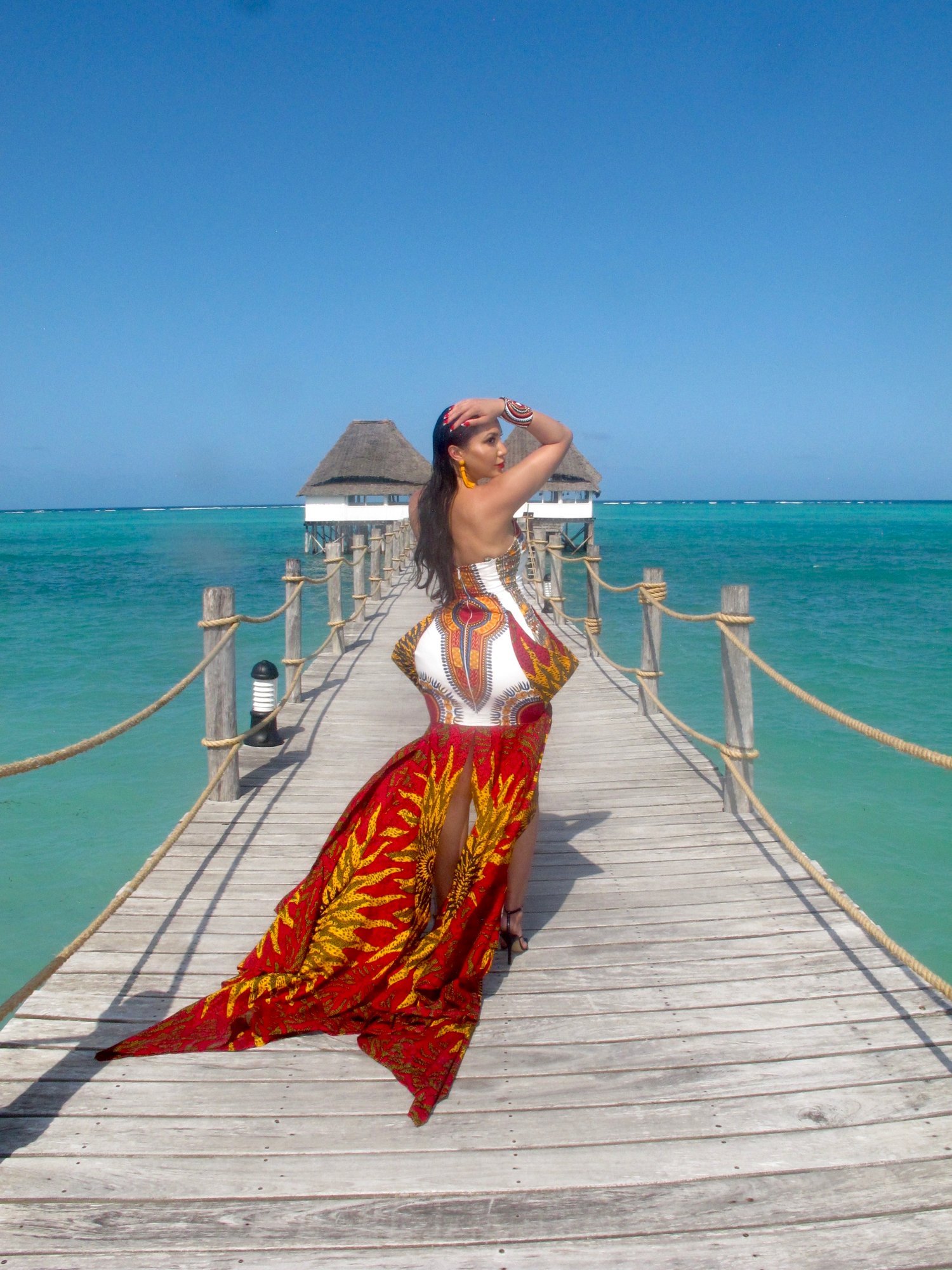 Image of AFRICAN ANKARA PRINT LONG GOWN (LARGE)