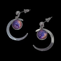 Image 1 of Nebula Inspired-Handpainted Acrylic Pour Dangle Earrings