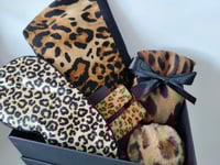 Image 1 of Leopard Print Lover Gift Box Gift Set. Chic Fashionista Birthday Gift Box. Leopard Scarf Eyemask