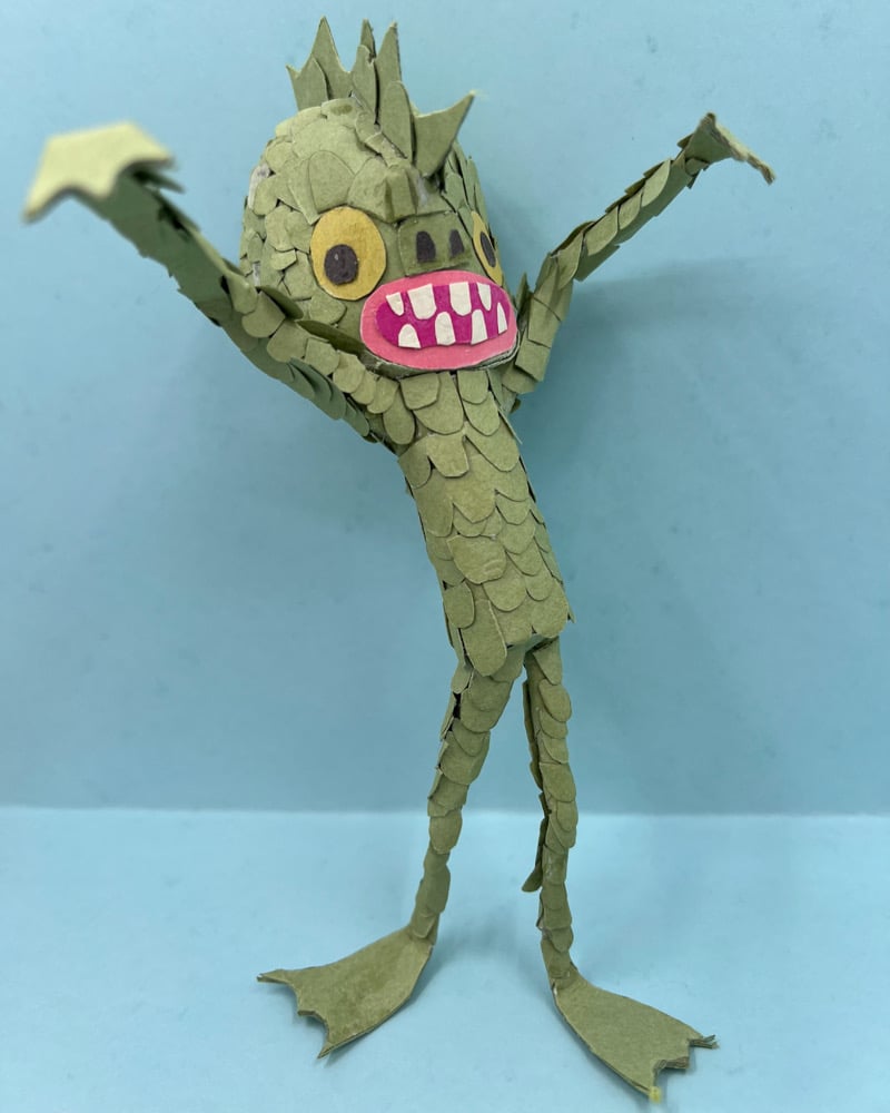 Image of Mr. Fishman of the deep. original paper sculpture