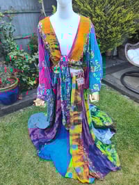 Image 1 of Boho sari panel skirt -ries at waist upto 42 inches