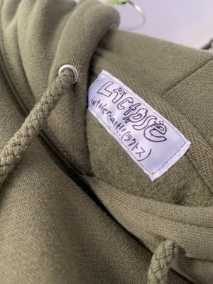 Image of One-Off Lactose Slouch Hoodie (Moss Green) Faux Fur Sleeve