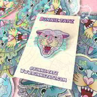 Image 2 of Pastel Glitter Panther Head Pin