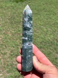 Image 3 of Moss Agate Generator With Druzy Pockets #2552