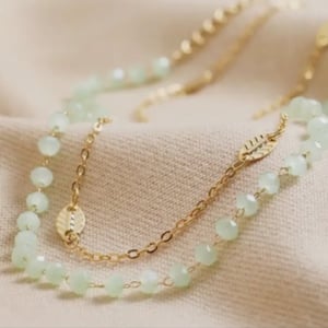 Image of Lisa Angel Set of 2 Leaf & Green Beaded Necklace