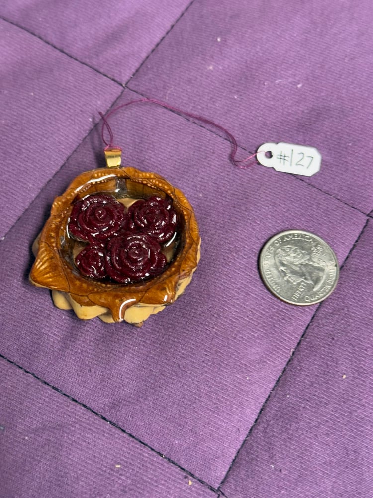 Image of Red Roses Pinecone Charm | PNW Handcrafted Jewelry | #127