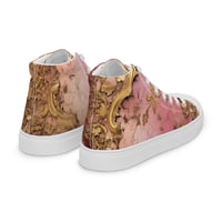 Image 3 of Pastel Pink Tattered Texture Gold Goth Lolita Baroque Inspired Women’s high top canvas shoes