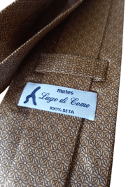 Image 4 of Mens Silk Tie Mates Lago Di Como Floral Geometric Gold Brown New Old Stock