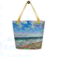 Image 1 of ArtxAdrienne "Revere Beach Painting" Beautiful Beach Tote - Large