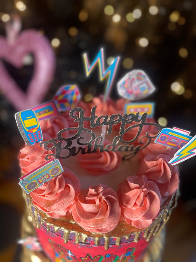 90’s theme 2 tiered cake