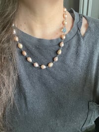 Image 5 of baroque pearl and blue topaz necklace