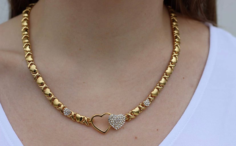 Image of Hugs and Kisses Necklace Set real 18k gold plated 