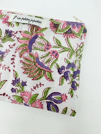 Image 2 of Pochette petit format LA COQUETTE matelassé indien écru rose violet