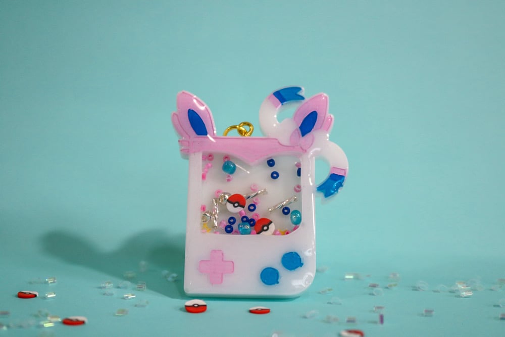 Image of Pink Poke Custom Resin Shaker Keychain