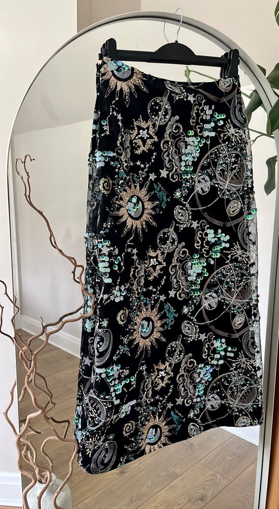 The Universe low-rise Heavily embellished tulle velvet Maxi skirt