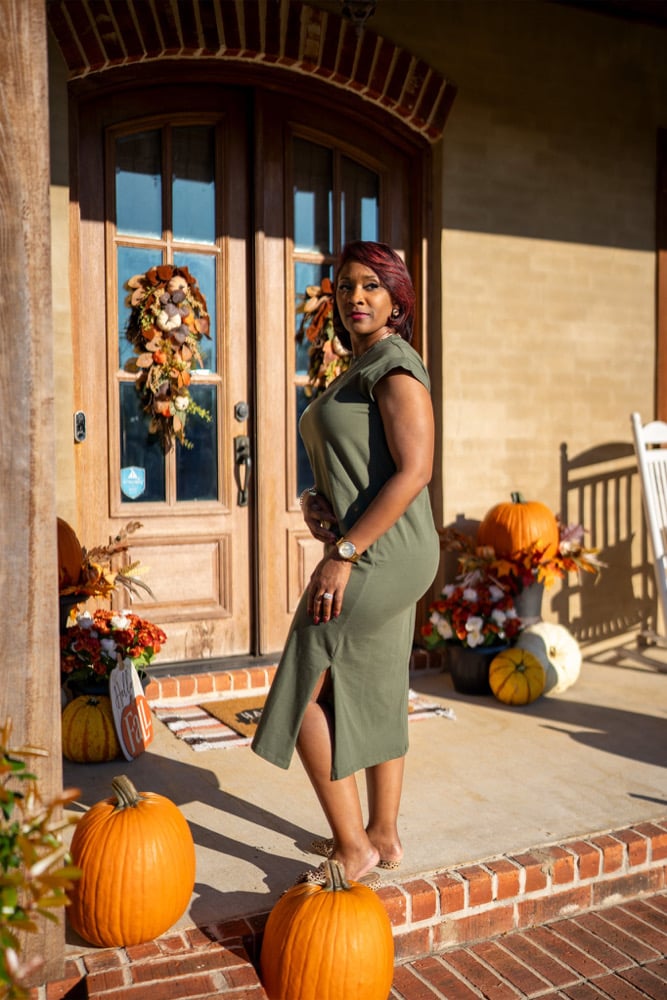 Image of Round Neck Midi Dresss w/side splits 