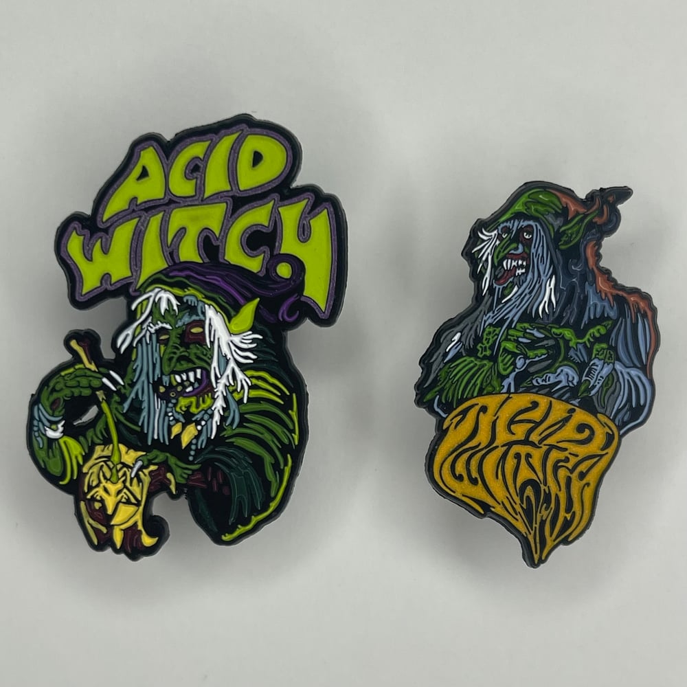 Acid Witch Glowing In The Dark Metal Pins