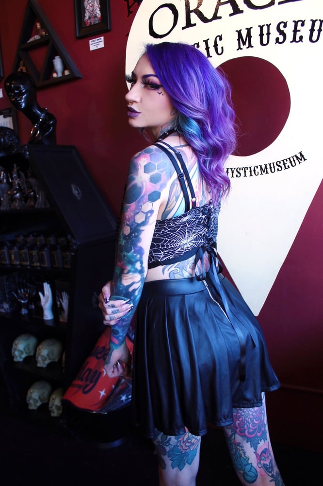 Image of The holographic spiderweb corset top 