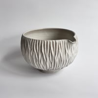 Image 1 of Matcha Bowl with Spout - White Carvings
