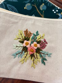Image 1 of Floral embroidered bag - Pinks and peacock