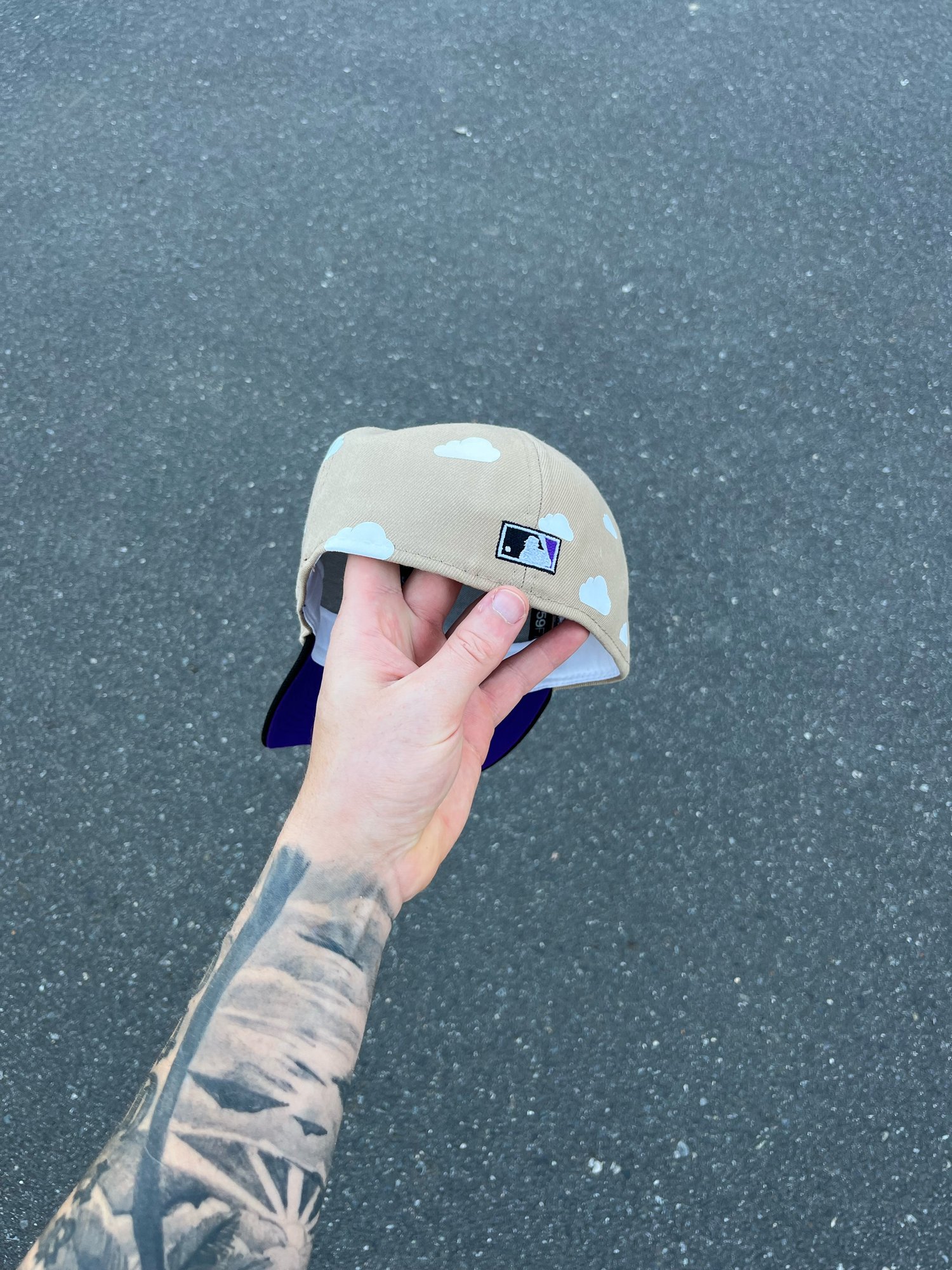 Image of  PURPLE BRIM PARTLY CLOUDY  COLORADO ROCKIES CUSTOM FITTED CAP