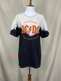 Image 1 of AC/DC two tone bleach dyed crew neck cap sleeve rocker t-shirt