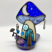 Image 4 of Iridescent Blue Mushroom Cottage Candle Holder 