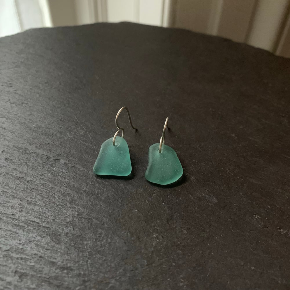 Image of  Turquoise sea glass earrings