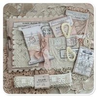 Image 2 of shabby tattered  Sewing Book/Needle book with French lace samples