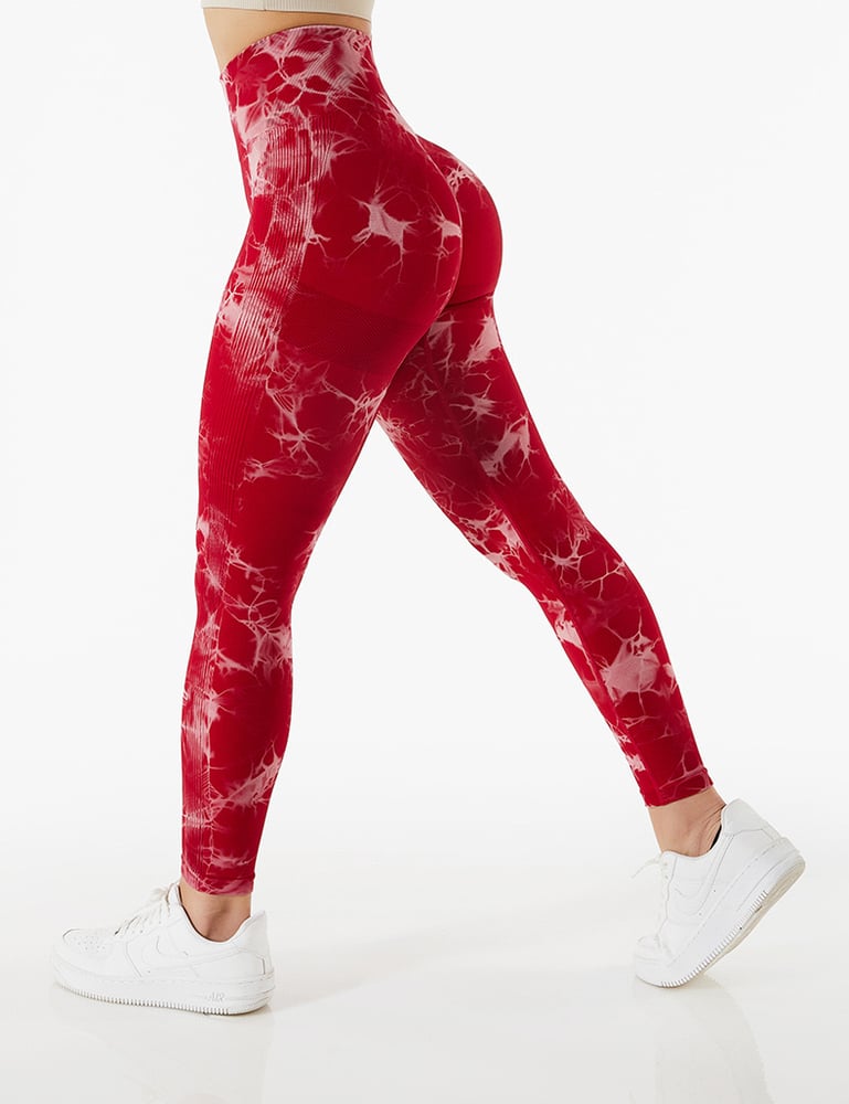 Image of SCRUNCH BOOTY MARBLE LEGGINGS RED 