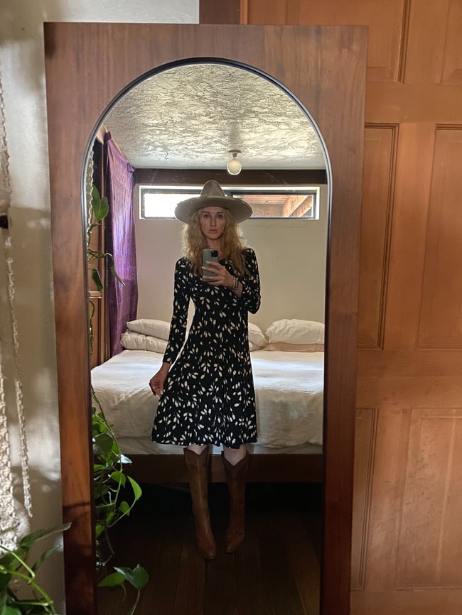 70s Diane von Furstenberg black tulip dress